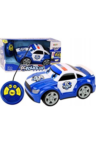 LeanToys Mașină de poliție de desene animate cu telecomandă, lumini și sunete
