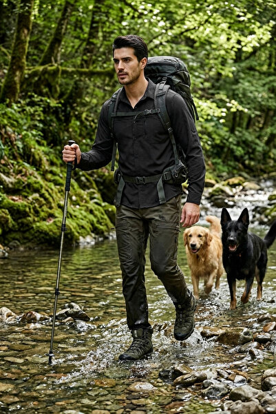 Buratti Trekking and Water Repellent Classic Collar Long Sleeve Pocket Shirt ...