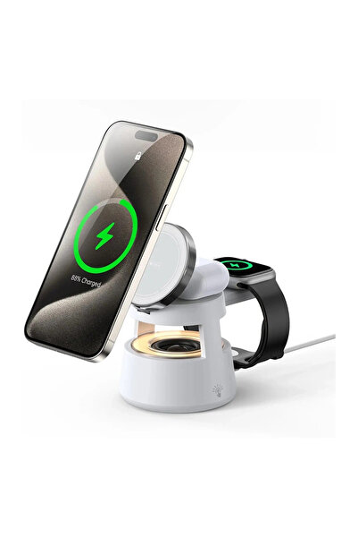 DUZZONA 5in1 Wireless Charging Station with Bluetooth Speaker White (W23)
