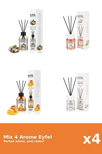 Eyfel Set 4 Mix Eyfel: 1x Acacia, 1x Bumbac, 1x Mango, 1x Nuca De Cocos