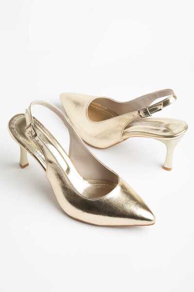 Moda Hanım Γυναικεία χρυσά κλασικά παπούτσια με τακούνι