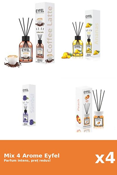 Eyfel Set 4 Mix Eyfel: 1x Ananas, 1x Cafea, 1x Piersica, 1x Zambile