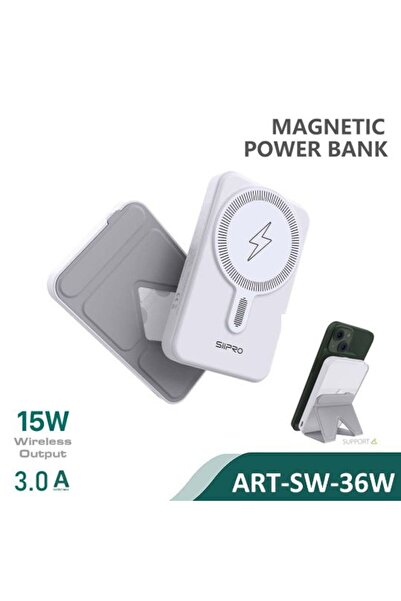 SiPro Siipro Magnetic MagSafe PowerBank 5000mAh with Folding Stand White 15W ...