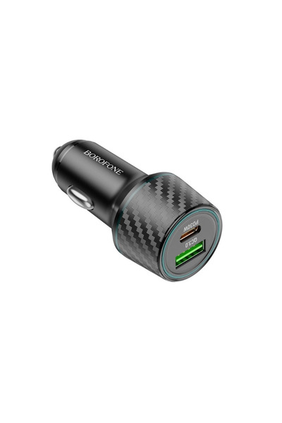 Borofone Brilliant Double Car Charger 1x USB QC 1x USB-C 48W Black (BZ21)