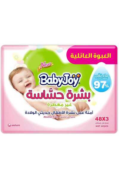 BabyJoy بشرة حساسة | مناديل مبللة (3×48) مناديل تنظيف