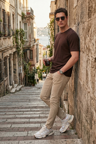 Buratti Ανδρικό τζιν παντελόνι στενής γραμμής με χαμηλή μέση και στενό τελείω...