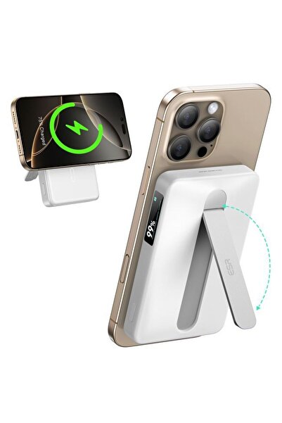 ESR Qi2 MagSlim MagSafe Kickstand PowerBank 10000mAh White