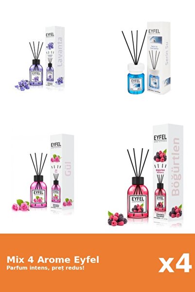 Eyfel Set 4 Mix Eyfel: 1x Cool Water, 1x Fructe De Padure, 1x Lavanda, 1x Tra...