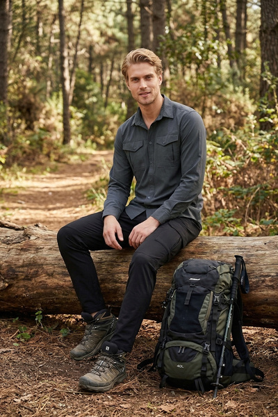 Buratti Ανδρικό πουκάμισο με μακριά μανίκια και τσέπες, κλασικό, αδιάβροχο κα...