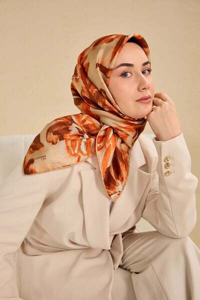 Silk Home Eșarfă din mătase twill, portocaliu acuarelă 90x90