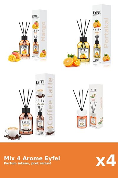Eyfel Set 4 Mix Eyfel: 1x Acacia, 1x Cafea, 1x Mango, 1x Portocala