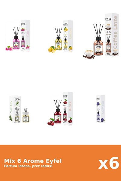 Eyfel Set 6 Mix Eyfel: 1x Cafea, 1x Cirese, 1x Lacramioare, 1x Lamaie, 1x Tra...