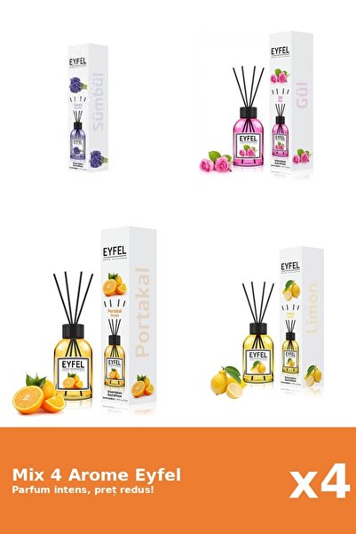 Eyfel Set 4 Mix Eyfel: 1x Lamaie, 1x Portocala, 1x Trandafir, 1x Zambile