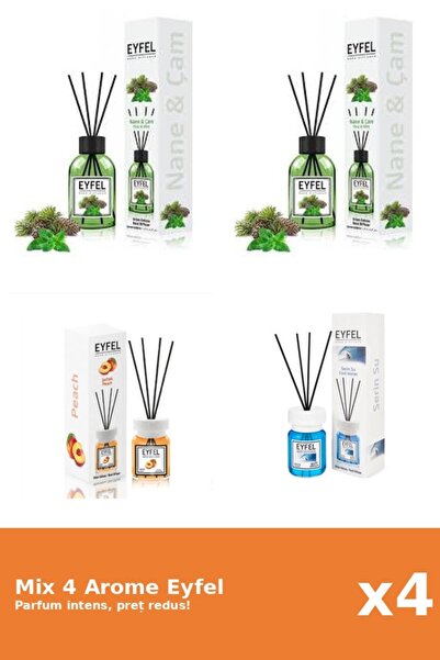 Eyfel Set 4 Mix Eyfel: 1x Cool Water, 1x Piersica, 2x Pin Si Menta