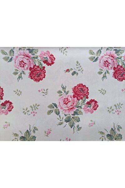 Hemdeucuz Duck Cotton Linen Fabric with Pink Roses Width 140cm
