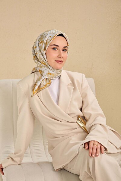 Silk Home Twill İpek Eşarp Samanyolu Yeşil Bej 90x90