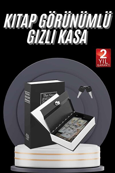 Gizli Kasa Kilitli Sözlük Görünümlü 18cm Gizli Kasa Büyük Boy Anahtarlı -