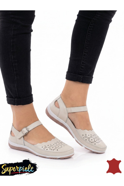 ANGEL BLUE Γυναικείες μπαλαρίνες, από μαλακό φυσικό δέρμα με βέλκρο, εύκαμπτη...