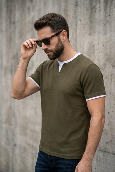 Oksit Tricou pentru bărbați Prey Vaffle, cu textură, cu guler dublu, croială ...