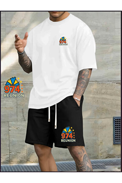 Joetsu Unisex Women'S/Men's White Color Custom Printed Shorts T-Shirt Set