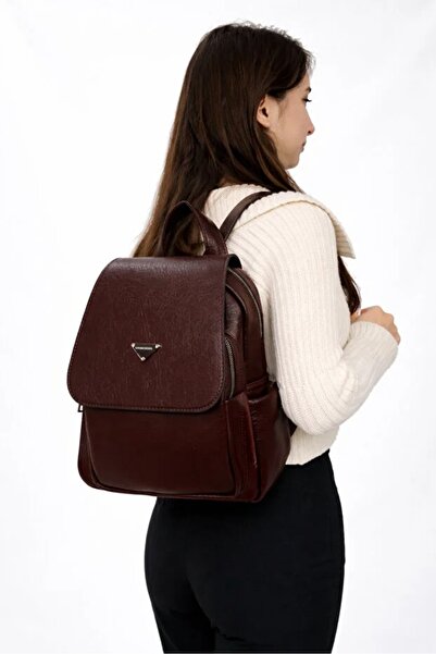 ALTUNORDU AVM Women's Soft Textured, Covered Faux Leather Backpack Coffee