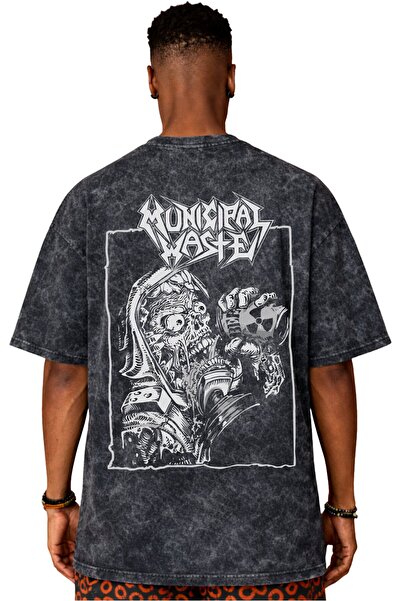 SEVBANO Tricou unisex supradimensionat cu imprimeu pe spate, cu design Munici...