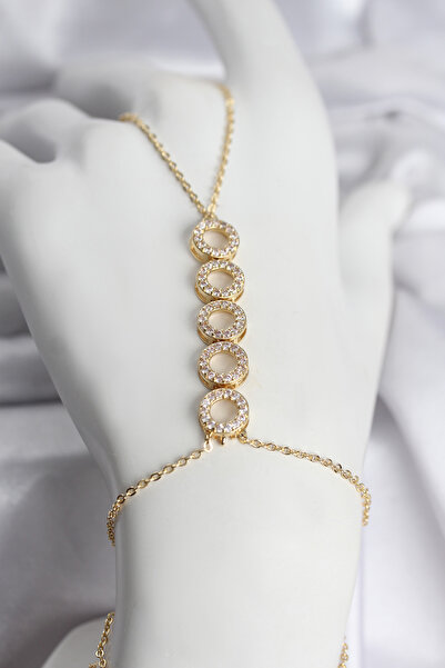 Skygo Ieg ™   Brass Gold Color Zircon Stone Row Ring Model Women's Şahmeran -...