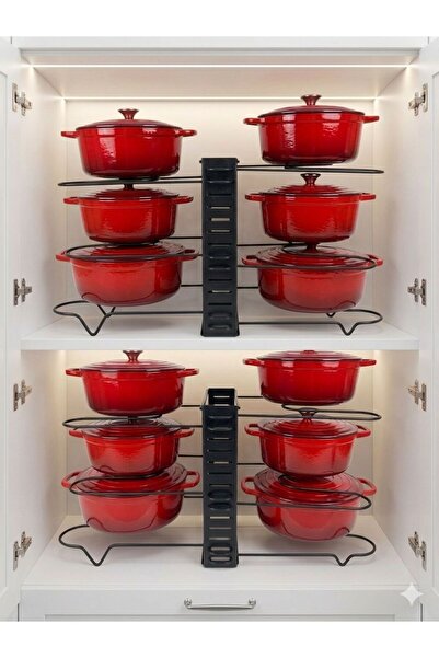 SİLVERLAND Dolap İçi Tencere ve Tava Düzenleyici 6 Katlı, Raf Yüksekliği Ayar...