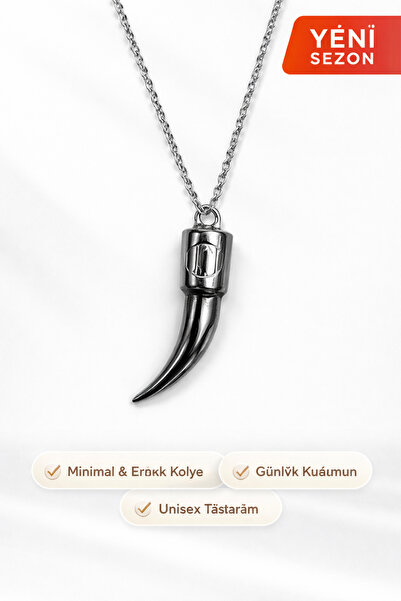 FG KONNİCHİWA Minimal Claw Necklace Black – Unisex Modern Steel Necklace