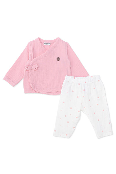 ebebek Hello Baby HelloBaby Kız Bebek Zıbın-Alt Çizgili Çıtçıtlı Zarf Yaka Lo...