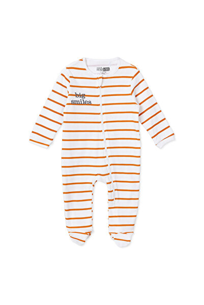 ebebek Hello Baby HelloBaby Erkek Bebek Tulum Çizgili Fermuarlı Bisiklet Yaka...