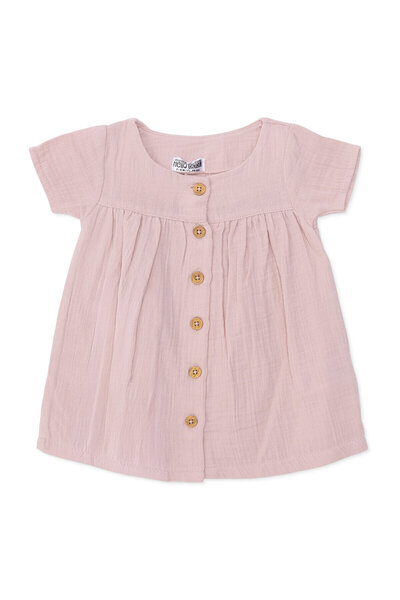 ebebek Hello Baby HelloBaby Kız Bebek Elbise Düğmeli Bisiklet Yaka Short Sleeve
