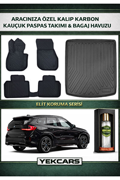 YEKCARS BMW X1 (U11) 2026 MODEL KARBONLU KAUÇUK PASPAS SETİ VE ÜST BAGAJ HAVUZU