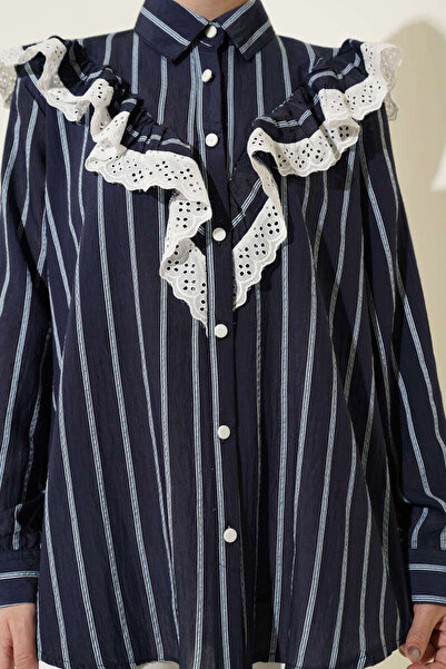 Lavanta Tekstil Τουνίκ με δετές λεπτομέρειες και ρίγες