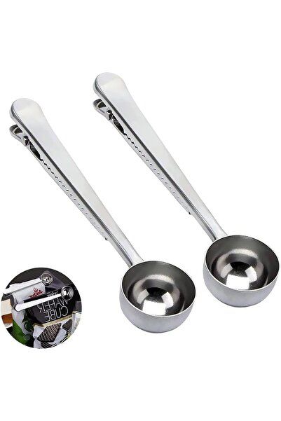 Arabest Stainless Steel Coffee Measuring Scoop with Bag Sealing Clip,2-Piece Set