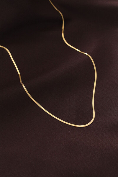 Nehir Stylish Steel Gold Color 60 cm Thin Italian Chain Necklace Teachers Mot...