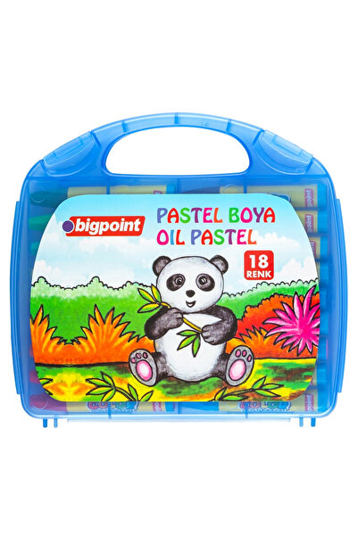 Bigpoint Pastel boya Seti 18 renkli plastik Çantalı dış rengi Mavi Şık Tasarım
