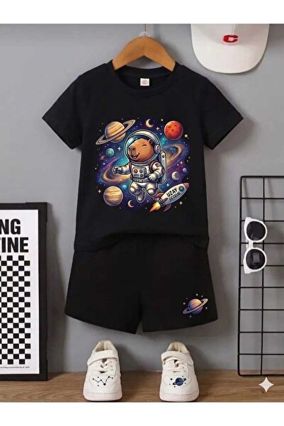 Nice Clothes LETNJA DEČJA MAJICA I KRATKE HLAČE UNISEKS (SMEĐE SA SVEMIRSKIM ...