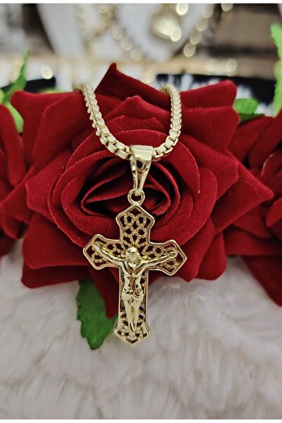 OEM Γυναικεία αλυσίδα με μενταγιόν σταυρό επιχρυσωμένο 14 καρατίων