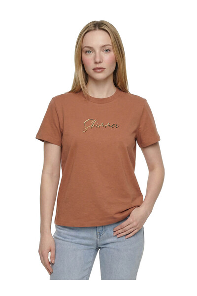 Loft Γυναικείο T-Shirt με Φαρδιά Γραμμή και Σχέδιο Πλακιδίων LF2042226