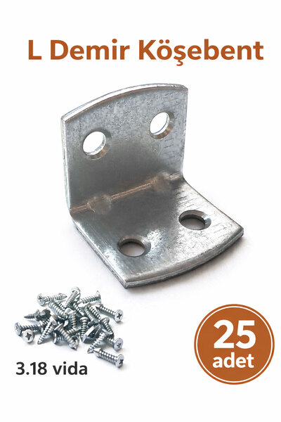 Badem10 L Demir Gönye 25 Adet 30x25x25 mm Oval Başlı Sağlam Metal Köşebent Ba...
