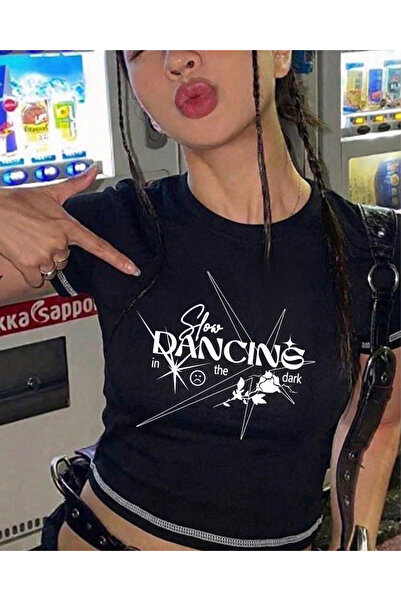 Touz Moda Ρετρό αισθητική με στάμπα και αντεστραμμένη ραφή σε μαύρο χρώμα