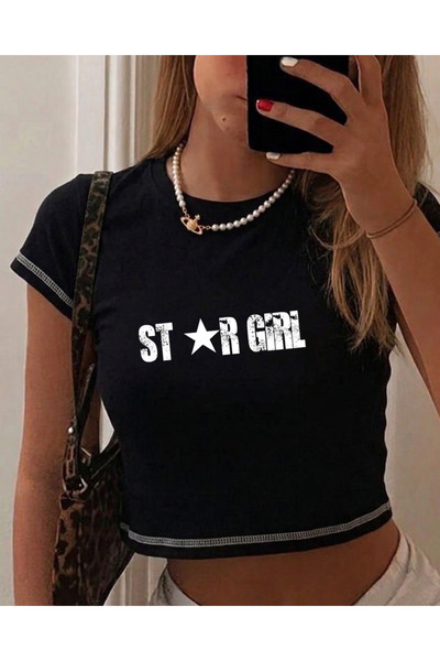 Touz Moda Ρετρό αισθητική με στάμπα και αντεστραμμένη ραφή σε μαύρο χρώμα