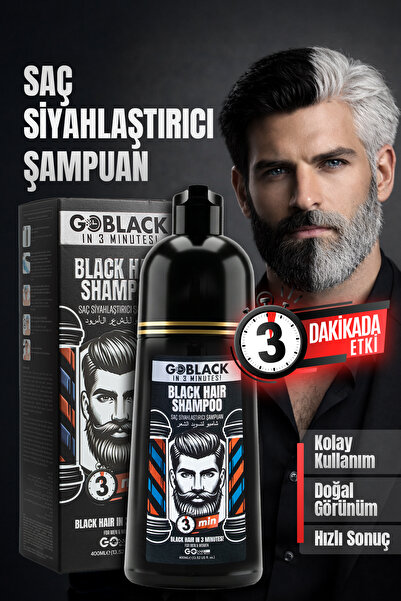 Go Black Saç Siyahlaştırıcı Beyaz Kapatıcı Siyah Şampuan 3 Dakikada Etkili Sa...