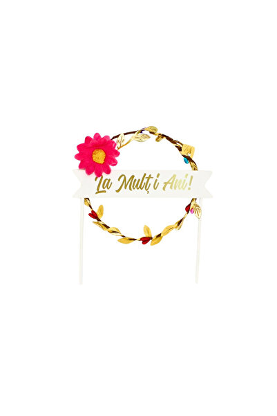 Gift Design Decor pentru tort, coroană pentru tort, floare mică roz