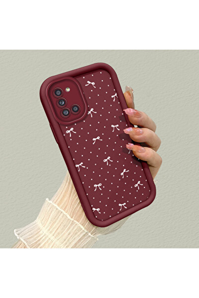 SLIMFELT Samsung Galaxy A31 Uyumlu Trendy Kaliteli Bordo Renk Kurdele Silikon...
