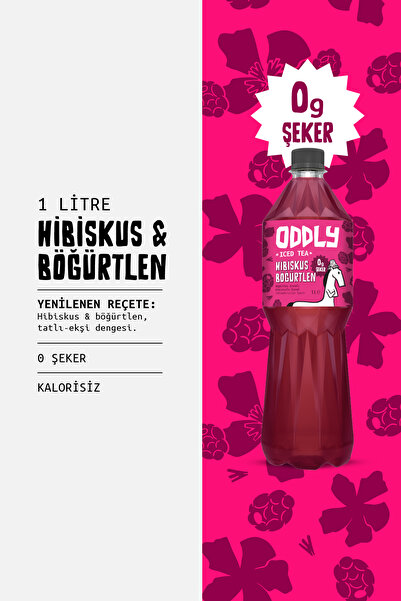 ODDLY Hibiskus & Böğürtlen IceIce Tea - 0grker ve kalorisiz 3x1 litre Soğuk Çay