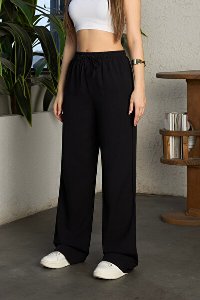 BİKELİFE Γυναικείο παντελόνι με ψηλή μέση από λινό μείγμα Palazzo Casual