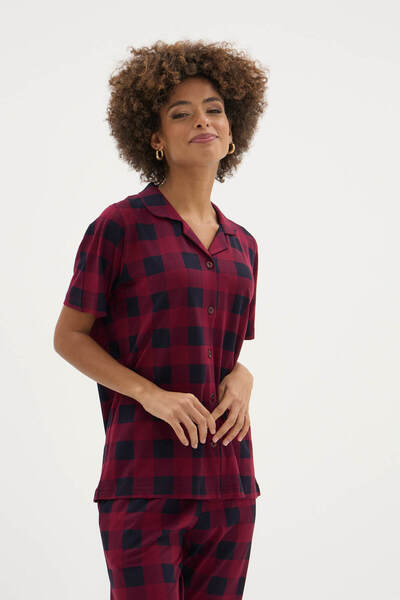 KLY Modal - Βαμβακερό Νέο Καρό Σετ Γυναικείες Πιτζάμες