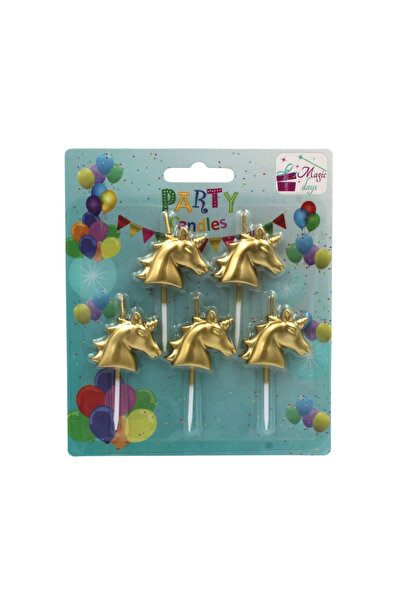 Magic Days Σετ 5 χρυσά κεριά πάρτι μονόκερου